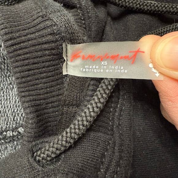 Free People FP Movement Sandstorm Pullover Hoodie XS Black Oversized Cropped - Picture 10 of 16